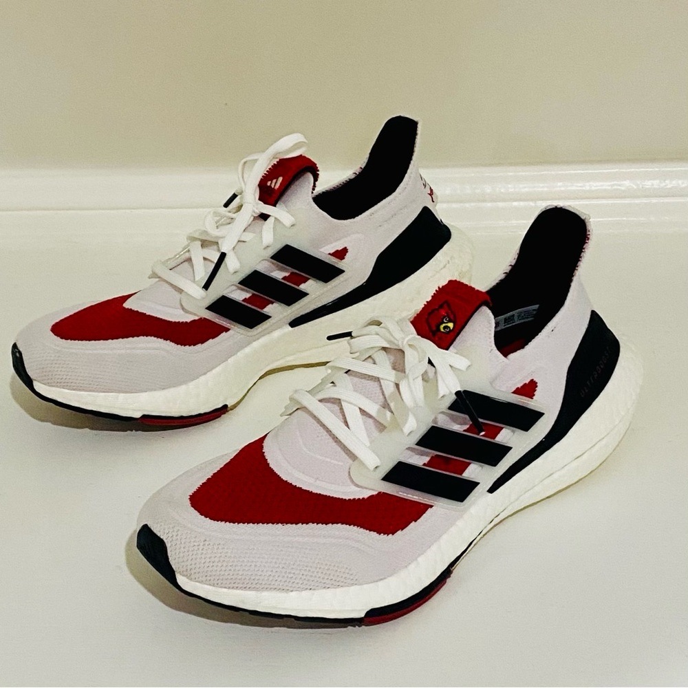 adidas White/Black Louisville Cardinals Ultraboost 21 Running Shoe